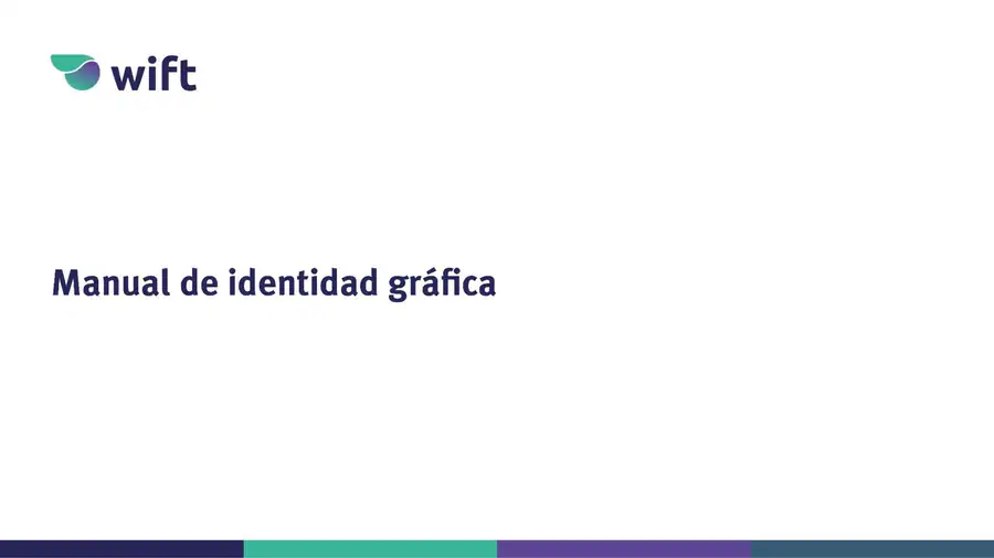 Página de las directrices con el logotipo de wift sobre seis fondos de color distintos.